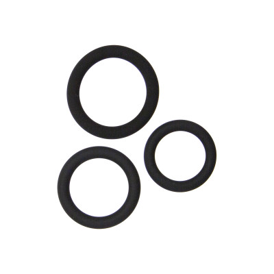 3 black silicone cock rings...