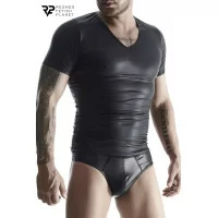 Camiseta Wetlook Negra con Cuello en V