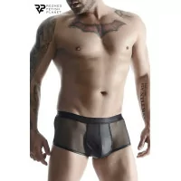 Schwarzer Wetlook- und Mesh-Boxer
