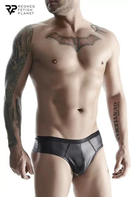 Slip Nero Brillante in Wetlook