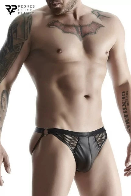 Jockstrap Noir Brillant et Résille