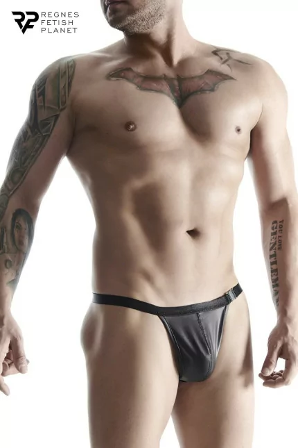 Glänzender Schwarzer Wetlook-String