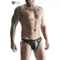 Jockstrap Negro Wetlook con Malla