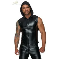 Ärmellose Kapuzenweste aus Stretchigem Powerwetlook