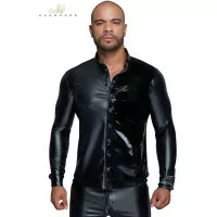 Chemise Wetlook et Vinyle Extensible Noire — MissBehaved