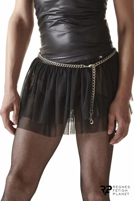 Falda Mini Negra de Malla Transparente