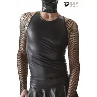Schwarzes Mesh-T-Shirt
