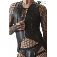 Body Crossdresser Aperto con Zip Brillante Nero