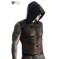 Sleeveless Hooded Mesh T-Shirt