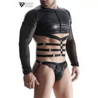 T-shirt Crop Wetlook, Maniche in Rete e Imbracatura — Regnes