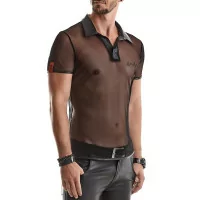 Zwarte Transparante Mesh Polo