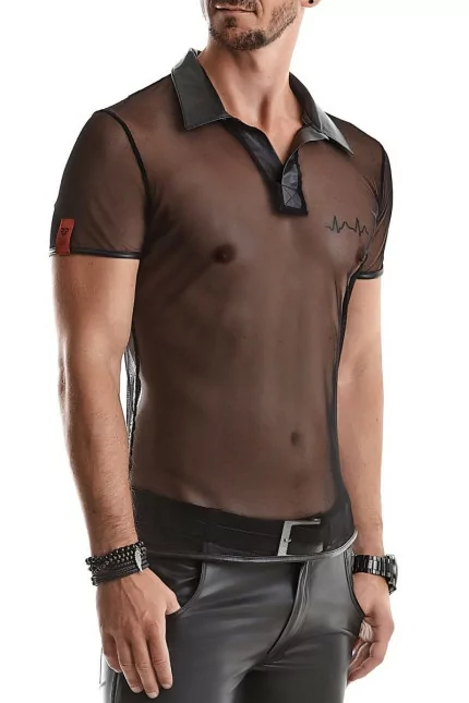 Polo Maille Noir Transparent