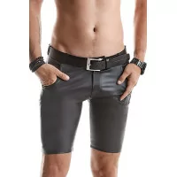 Low-Rise Stretchy Wet Look Bermuda Shorts