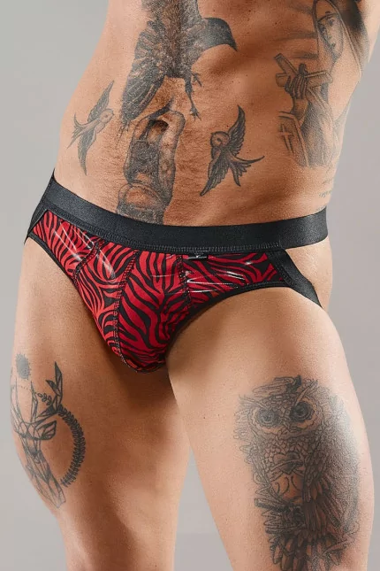 Black & Red Zebra Tulle Jockstrap