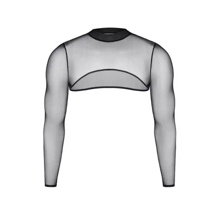 Schwarzes Transparentes Mesh-Crop-Top - Regnes (59,90 €) | Poppers Express