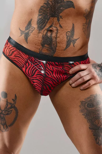 Slip Brasileño Cebra Rojo y Negro