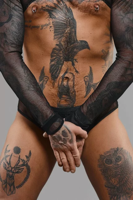 Brazilian Mesh & Vinyl Brief with Penis Opening