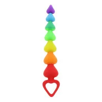 Cadena Anal - Rainbow Heart Beads