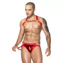Ensemble Harnais Jockstrap Rouge avec Chainettes
