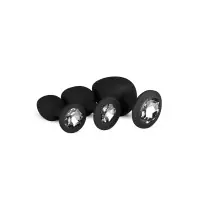 Kit de Entrenamiento – 3 Plugs Anales Negros con Cristal