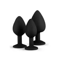 Dilatatieset – 3-delige Zwarte Butt Plug Set met Kristal - EasyToys - Anaal spel - foto 3