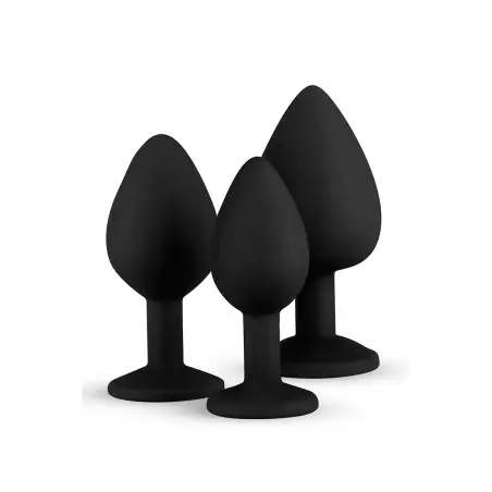 Dilatatieset – 3-delige Zwarte Butt Plug Set met Kristal - EasyToys - Anaal spel - foto 3