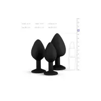 Dilatatieset – 3-delige Zwarte Butt Plug Set met Kristal - EasyToys - Anaal spel - aanzicht 4