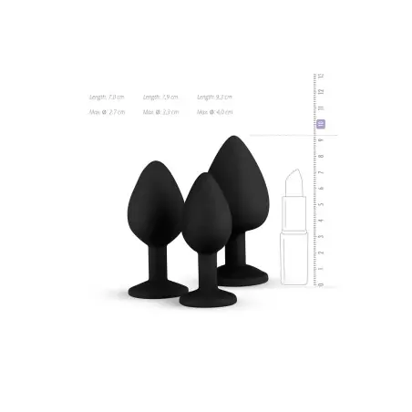Kit de Entrenamiento – 3 Plugs Anales Negros con Cristal - EasyToys - juego anal - vista 4