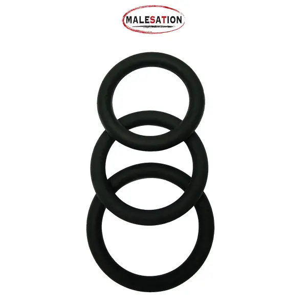 Set de 3 Anillos para el Pene de Silicona - 40mm a 50mm - Malesation - anillos de pene - imagen principal