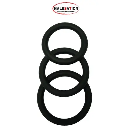 Set de 3 Anillos para el Pene de Silicona - 40mm a 50mm - Malesation - anillos de pene - imagen principal