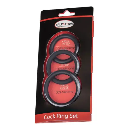 Set de 3 Anillos para el Pene de Silicona - 40mm a 50mm - Malesation - anillos de pene - detalle 2
