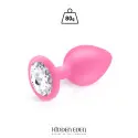 Plug Bijou Silicone Rose L - Strass Cristal 9,3 cm