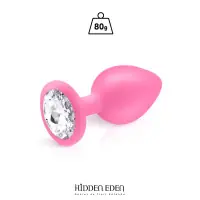 Plug Bijou Silicone Rose L - Strass Cristal 9,3 cm
