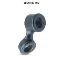 Cock Ring e Ball Stretcher Silicone Cinza Antracite