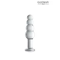 Transparante Anale Glazen Dildo met Oplopende Kralen — Nr. 9