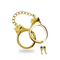Esposas Chapadas en Oro Ajustables - Metal Macizo, 2 Llaves y Funda