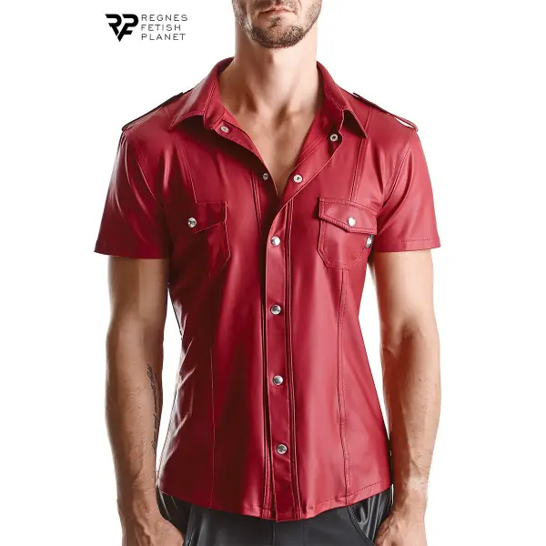 Carlo - Camisa manga curta wetlook vermelha - Regnes