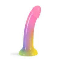 Dildolls Stargazer - Dildo Silicone Rainbow com Glitter 18 cm - 