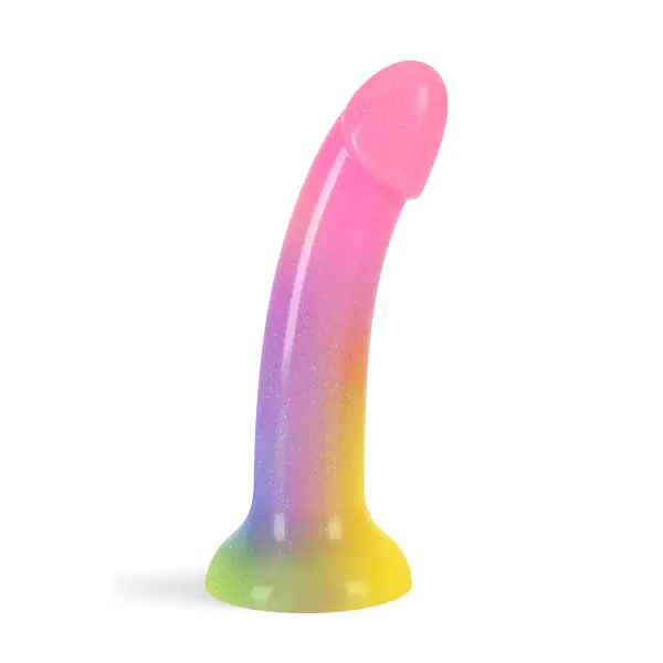 Dildolls Stargazer - Dildo Silicone Rainbow com Glitter 18 cm - 