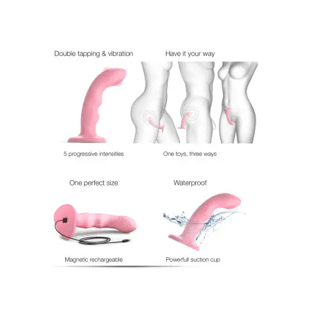 Tapping Dildo Wave M - Vibrador de Duplo Tapping Rosa - 