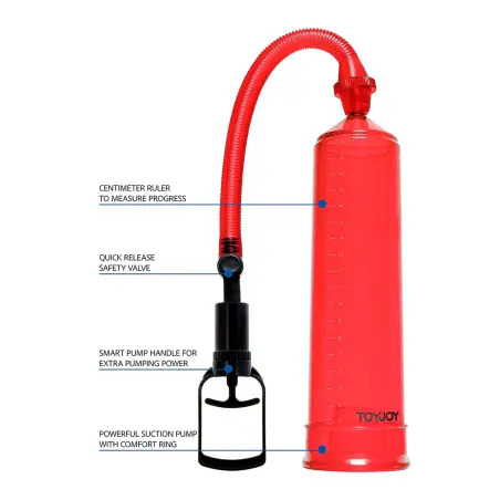 Power Pump - Bomba Peniana Manual Vermelha 20 cm - Toy Joy