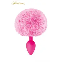 Plug Cola de Conejo Pompón Rosa 6,5 cm