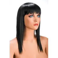 Perruque Carré Long Frange Droite Brun Foncé — Allison
