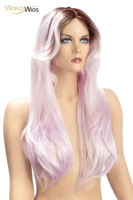 Long Wavy Wig, Lilac with Dark Roots — Aya