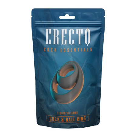 Double Cock & Ball Ring Silicone Preto - Erecto