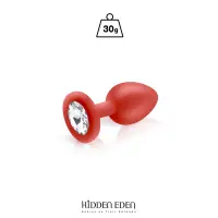 Plug Bijou Silicone Rouge Strass Taille S 7,2 cm