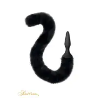Buttplug met Zwarte Kattenstaart, Beweegbaar 66 cm