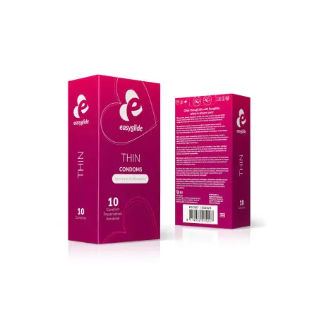 10 Preservativos Ultra-Finos Sensibilidade Máxima - Thin Condoms - Easyglide