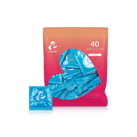 Pack de 40 Preservativos com Estrias e Pontos - Ribs & Dots Maxi - Easyglide