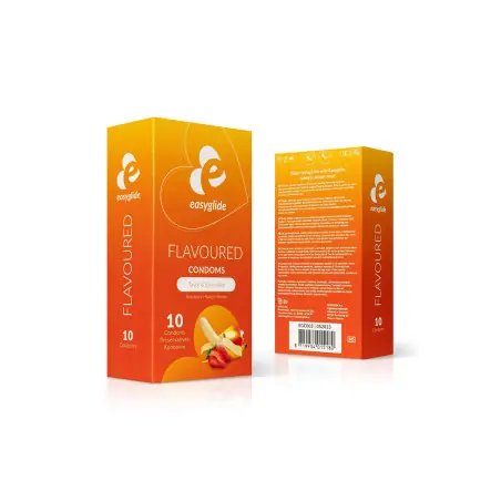 10 Preservativos Aromatizados 54 mm, 3 Sabores — Flavoured - Easyglide